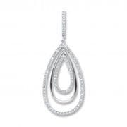 18ct white Gold 0.5ct Diamond set teardrop outline pendant