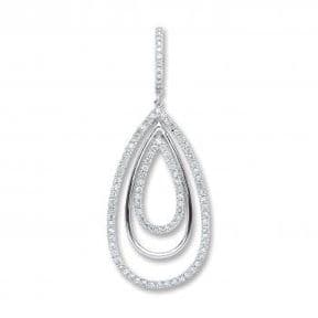 18ct white Gold 0.5ct Diamond set teardrop outline pendant