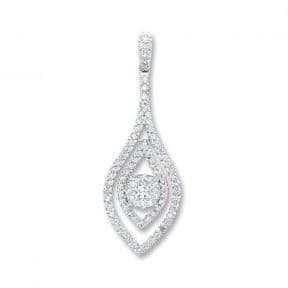 18ct white Gold 0.6ct Diamond set elongated teardrop pendant