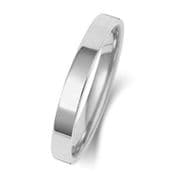 2.5mm 9ct White Gold Lightweight Flat Court profile Wedding Ring 2.6g Sizes J-V