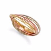 2mm Russian Wedding Ring 9ct Gold three colour 3g