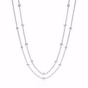 38" Rhodium plated Sterling silver Cubic Zirconia J-Jaz Necklace