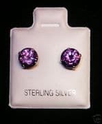 6mm Amethyst February Birthstone Silver Stud Earrings
