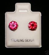 6mm Round Ruby July Birthstone Silver Stud Earrings