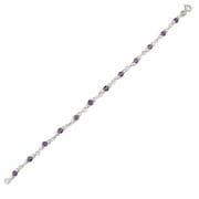 7.5" Ladies Sterling Silver Amethyst bead bracelet