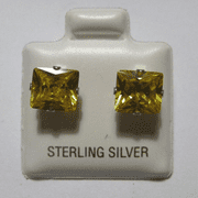 7mm Citrine Cubic Zirconia Sterling Silver Stud Earrings