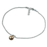 9" -10" Sterling Silver Ladies Beaded anklet with Rose Gold Plated Bell Charm