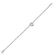 9.5" Sterling Silver Ladies Belcher Anklet with Floating Heart Charm 3.5g