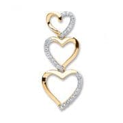 9ct Gold 0.15ct Diamond set triple heart pendant