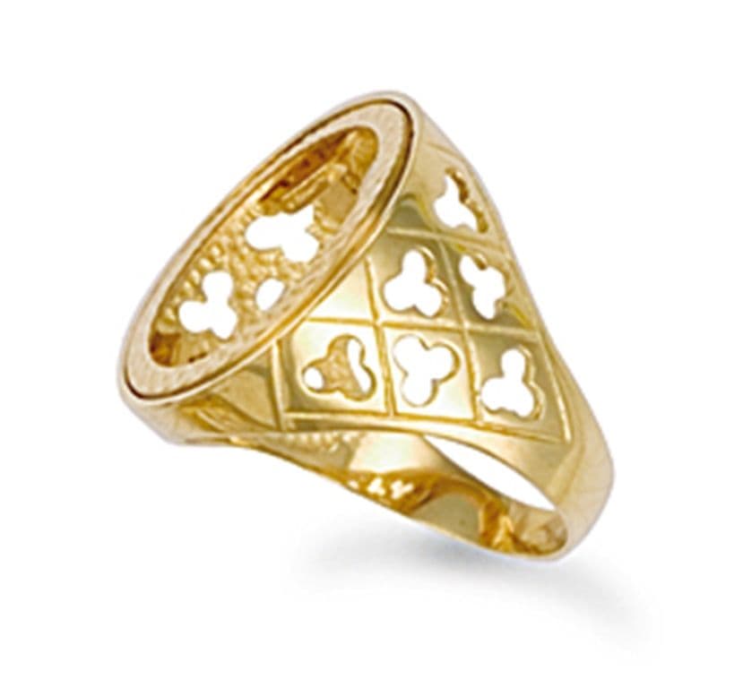 9ct Gold Clubs design Full Sovereign blank coin ring 5 7g