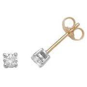 9ct Gold Four claw Prong set Round Diamond stud Earrings 0.25 TCW 1/4 ct