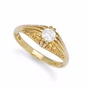 9ct Gold Gents Single stone Cubic Zirconia Ring 3g