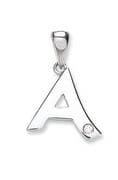 9ct White Gold 0.01ct Diamond set Letter A Initial pendant