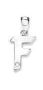 9ct White Gold 0.01ct Diamond set Letter F pendant