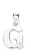 9ct White Gold 0.01ct Diamond set Letter G pendant