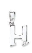 9ct White Gold 0.01ct Diamond set Letter H pendant