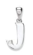 9ct White Gold 0.01ct Diamond set Letter J pendant