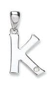 9ct White Gold 0.01ct Diamond set Letter K pendant