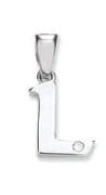 9ct White Gold 0.01ct Diamond set Letter L pendant