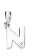 9ct White Gold 0.01ct Diamond set Letter N pendant