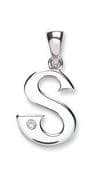 9ct White Gold 0.01ct Diamond set Letter S pendant