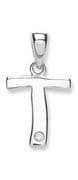 9ct White Gold 0.01ct Diamond set Letter T pendant