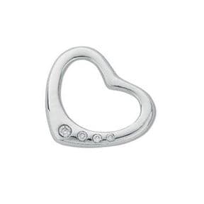 9ct white Gold 0.07ct Diamond set heart pendant