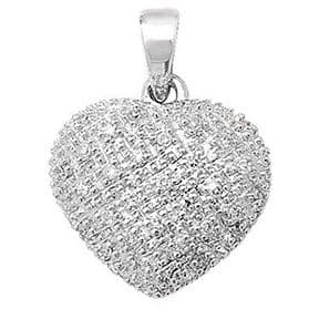 9ct white Gold 0.11ct Diamond set heart pendant