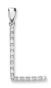 9ct White Gold 0.12ct Diamond set Letter L pendant