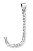 9ct White Gold 0.13ct Diamond set Letter J pendant