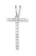 9ct White Gold 0.15ct Diamond set Letter T pendant