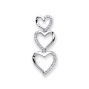 9ct white Gold 0.15ct Diamond set triple heart pendant