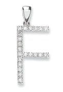 9ct White Gold 0.17ct Diamond set Letter F pendant