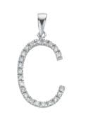 9ct White Gold 0.18ct Diamond set Letter C pendant