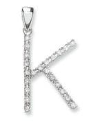 9ct White Gold 0.20ct Diamond set Letter K pendant