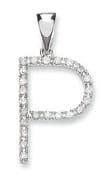 9ct White Gold 0.20ct Diamond set Letter P pendant