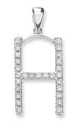 9ct White Gold 0.21ct Diamond set Letter H pendant