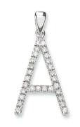 9ct White gold 0.22ct diamond set letter A pendant