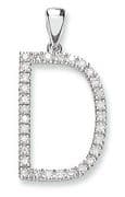 9ct White Gold 0.24ct Diamond set Letter D pendant