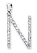 9ct White Gold 0.24ct Diamond set Letter N pendant