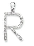 9ct White Gold 0.24ct Diamond set Letter R pendant