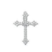 9ct white Gold 0.25ct Diamond set budded cross pendant