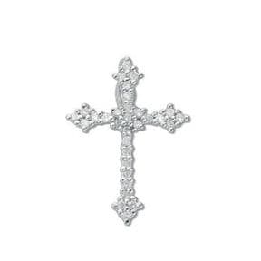 9ct white Gold 0.25ct Diamond set budded cross pendant