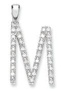 9ct White Gold 0.30ct Diamond set Letter M pendant