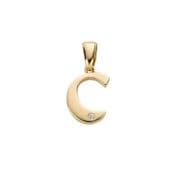 9ct Yellow Gold 0.01ct Diamond set Letter C pendant