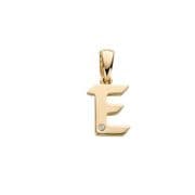 9ct Yellow Gold 0.01ct Diamond set Letter E pendant