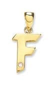 9ct Yellow Gold 0.01ct Diamond set Letter F pendant