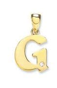 9ct Yellow Gold 0.01ct Diamond set Letter G pendant