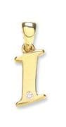 9ct Yellow Gold 0.01ct Diamond set Letter I pendant