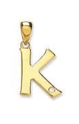 9ct Yellow Gold 0.01ct Diamond set Letter K pendant